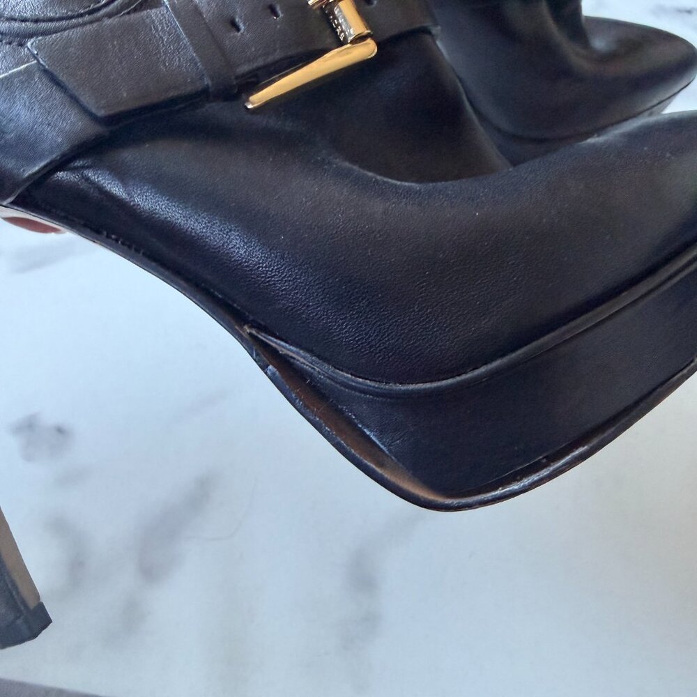 Michael Kors Bryn Black Leather Studded Stiletto Booties Size 7.5 - Picture 6 of 10